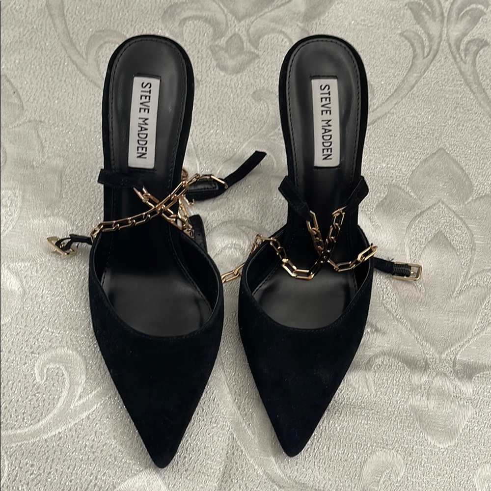 Steve Madden Black Chain Detail Heels